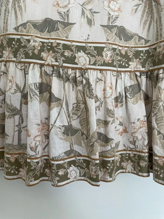 Rachel Zoe Ruffle Tiered Floral Tropical Print Midi Skirt - Picture 6 of 12